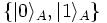 \{|0\rangle_A, |1\rangle_A\}